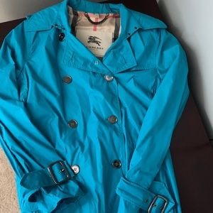 Burberry Teal Nylon Coat